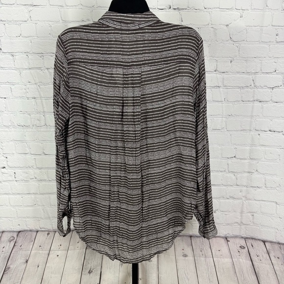 Bella Dahl Brown and Cream Polka Dot Casual Button Down Shirt Size Large - Picture 5 of 8